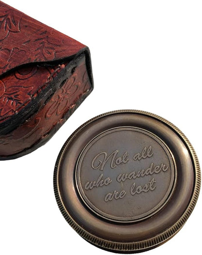 Nautical Brass Compass Engraved Pocket Compass Quote Not All Those Who Wander are Lost Magnetic Compass Graduation Confirmation Day Gift Vintage Working Compass