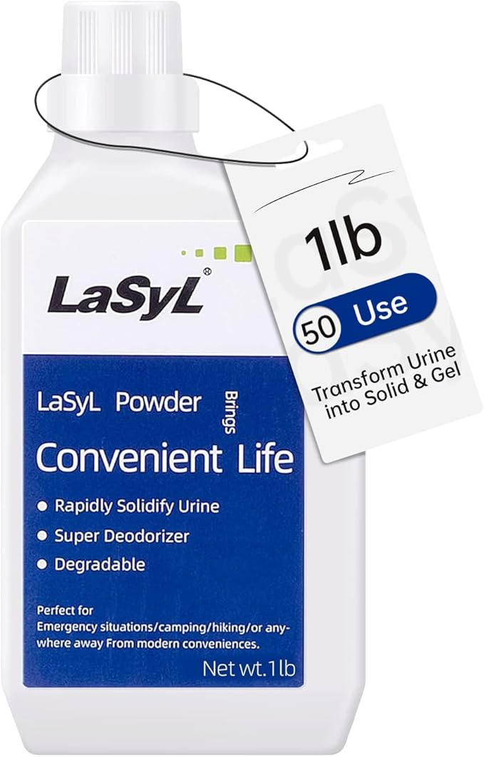 LaSyL Super Absorbent Powder - 50/100/200 use, Solidify & Gel Urine in 1 Min, Deodorizer - Easy to Port Waste Liquid - for Camping Portable Toilet, Urinals, Bedside Commodes, Pet Potty etc