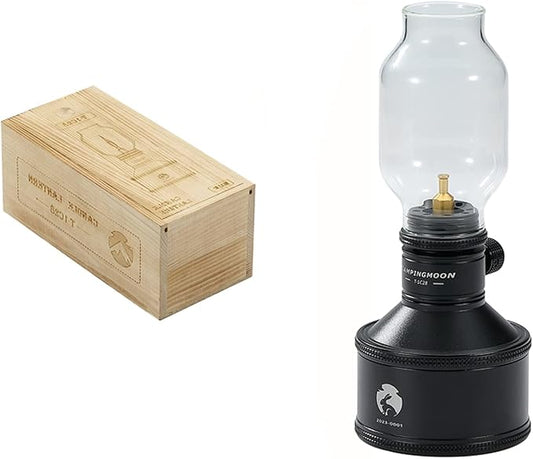 CAMPINGMOON Camping Gas Lantern Candle with Empty Tank Wooden Lantern Case Year of The Rabbit Limited Edition T-1C28