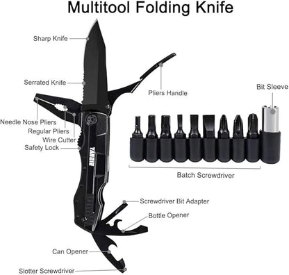 Multitool Pocket Knife with Switch Blades, Can Opener, Wire Cutter, Plier Screwdrivers, Fishing Knife for Camping Hunting, Chrismas/Birthday Gifts for Men/Dad/Kids