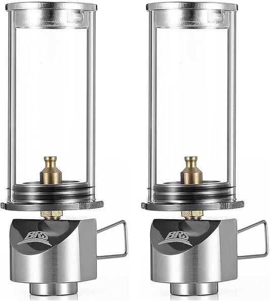 BRS Outdoor Propane Butane Gas Lantern Lamp Candle Lamp Portable Camping Tent Lantern Glass Mantle Lantern for Outdoor Hiking Picnic Emergency Lantern (BRS-55 2pcs)