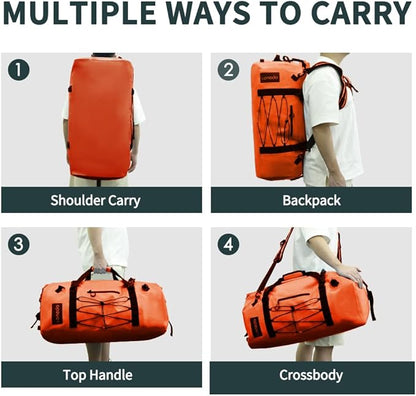 80L Dry Bag Large Waterproof Bag Roll-Top Heavy Duty Fishing Duffel Bag with Durable Straps & Handles for Kayaking Paddle boarding Boating Rafting Fishing