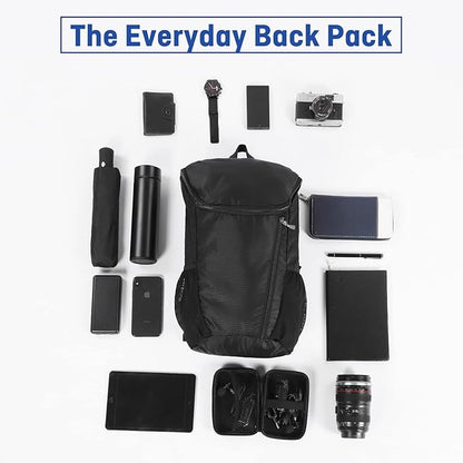 Hiking Backpack, Waterproof and Wear-resistant Lightweight Backpack Packable,Outdoor Travel Camping Daypack Foldable-BLACK