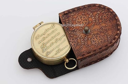 NauticalMart Thoreau's Go Confidently Quote Engraved Brass Compass - Graduation Day Gifts - Wedding Gift - Baptism Gift - Father 's Day- Mother's Day - Anniversary - Keepsake Christmas