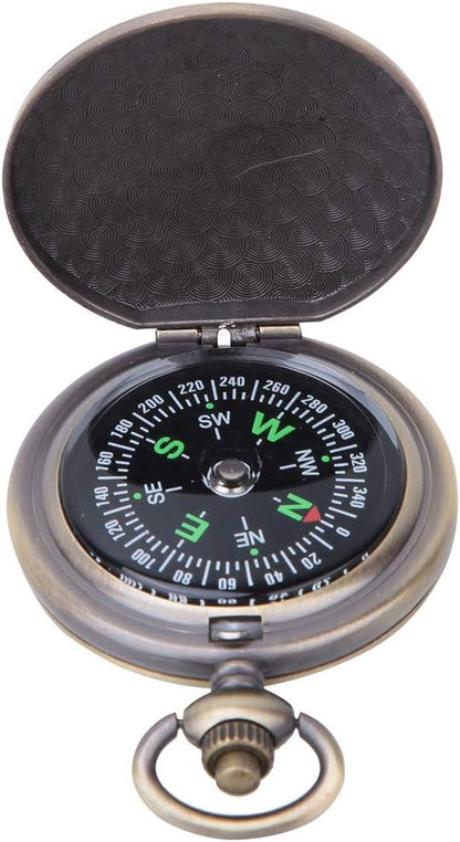 Nikou Vintage Pocket Compass，Kids Classic Portable Compass Accurate Waterproof for Hiking Outdoor Camping Motoring Boating Backpacking Survival Emergency (Zinc Alloy)