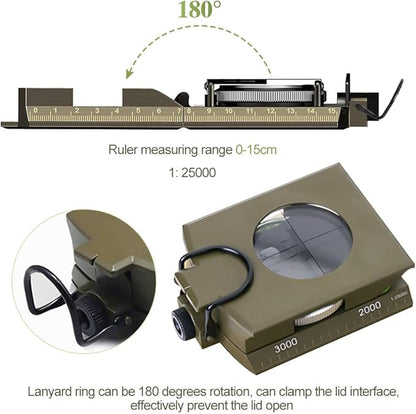Military Compass, Hiking Compass for Survival with Lensatic Sighting, Luminous Navigation Compass Waterproof for Backpacking Orienteering Camping