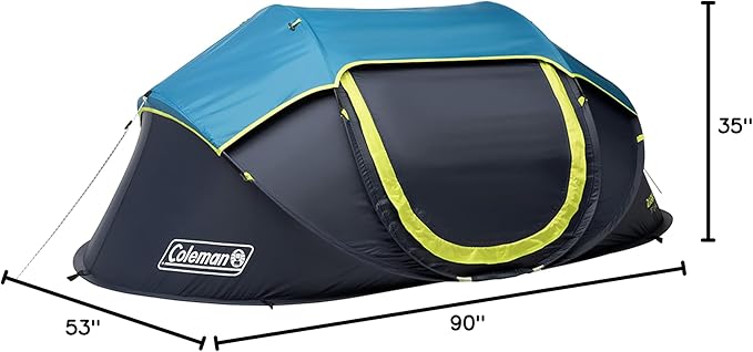 Coleman Pop-Up Camping Tent with Dark Room Technology, 2/4 Person Tent Sets Up in 10 Seconds & Blocks 90% of Sunlight, Includes Pre-Assembled Poles, Adjustable Rainfly, & Taped Floor Seams