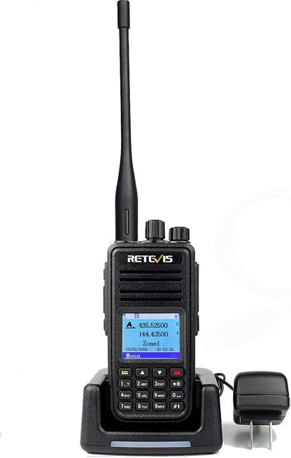 Retevis RT3S Dual Band DMR Radio, Digital Analog 2 Way Radio with GPS APRS, 3000Ch 120000 Contacts 2000mAh, Long Range Handheld Walkie Talkie for Traveling Hiking (Black 1 Pack)