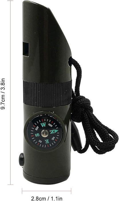2 Pack Emergency Survival Whistle, 3-in-1 Emergency Whistles with Compass and Thermometer, Loud Safety Whistle with Lanyard for Outdoor Hiking