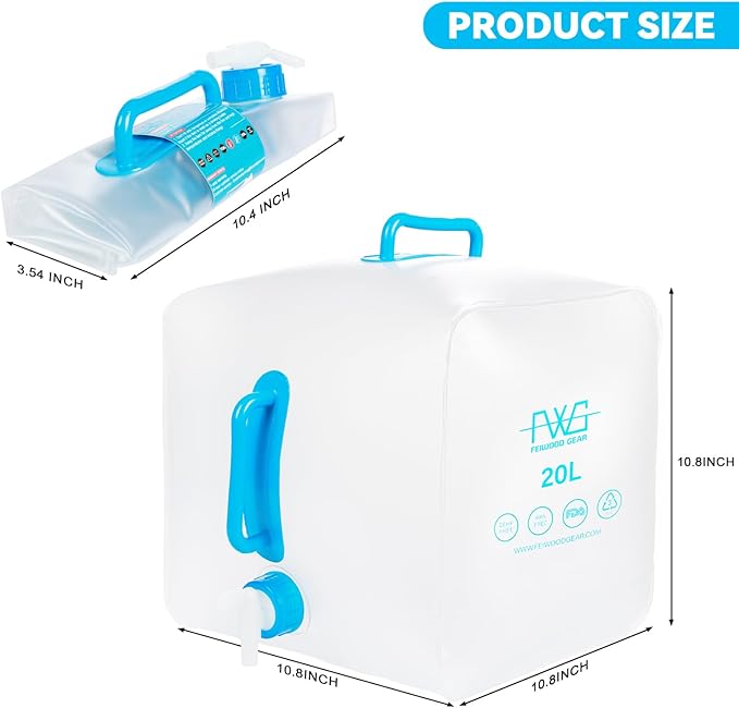 Collapsible Water Container (with Spigot), Camping Water Container,BPA Free Collapsible Water Storage Containers,Suitable For Outdoor Sports, Camping Hiking,Travel,Emergency Backup (1 Pack) 5.3 Gallon
