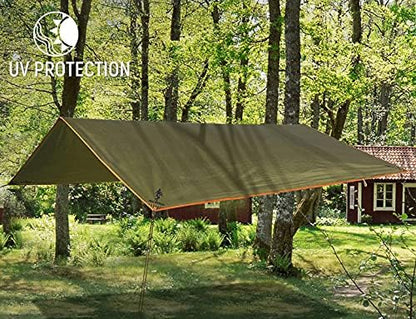 FREE SOLDIER Waterproof Portable Tarp Multifunctional Outdoor Camping Traveling Awning Backpacking Tarp Shelter Rain Tarp(Simplify Olive Brown 10×10ft)