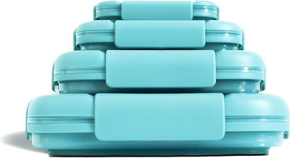 Stojo Nestable Collapsible Food Storage Container -Set of 4, Eucalyptus- Leak-Proof Airtight Seal Made With Food Grade Silicone For Meal Prep, Lunch Box, Pantry Organizer - Microwave & Dishwasher Safe