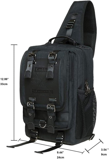 KAUKKO Canvas Messenger Bag Cross Body Shoulder Sling Backpack Travel Hiking Chest Bag