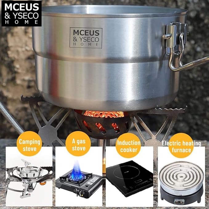 Compact Camping Pot Backpack Mess kit, 18/8 Stainless Steel Camping Pot and Pan Cooking Set, Lightweight Camping Cup, with Folding Camping Silverware Set for Outdoor Camping Hiking Picnic