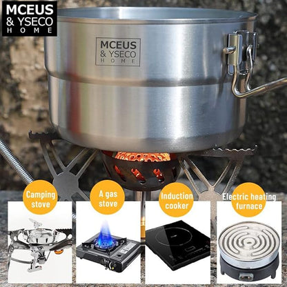 Compact Camping Pot Backpack Mess kit, 18/8 Stainless Steel Camping Pot and Pan Cooking Set, Lightweight Camping Cup, with Folding Camping Silverware Set for Outdoor Camping Hiking Picnic