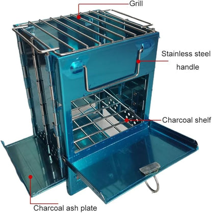 Wood Burning Camp Stove Camping Stove Folding Camp Mini Stove Rocket Stove Folding Stove Portable Backpacking Stainless Steel Light Folding Stove for Outdoor Tent Camping Picnic BBQ