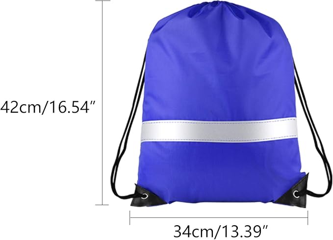 KUUQA 12 Pcs Drawstring Backpack Bag Bulk Reflective Backpack Blue String Bags Cinch Sack Backpack for Team Yoga Sport Gym Traveling