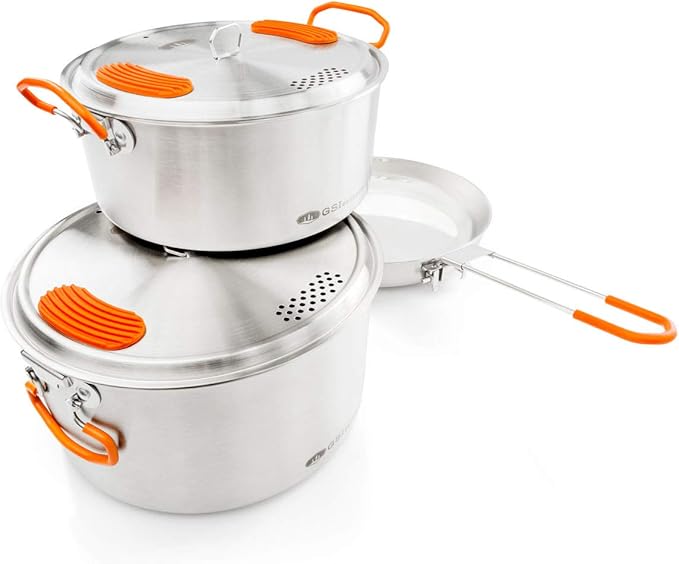 GSI Outdoors Stainless Steel Base Camper - 3 Pieces Cookset