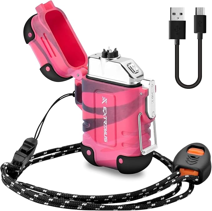 Extremus Blaze 360 Lighters, Rechargeable Electric Lighters, Dual Arc Lighter, Plasma Lighters, Waterproof & Windproof Lighter, USB Flameless Lighter for Camping, Hiking, Outdoor Adventures