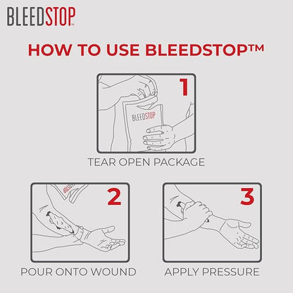 BleedStop™ First Aid Powder for Blood Clotting, Trauma Kit, Blood Thinner Patients, Camping Safety, and Survival Equipment for Moderate to Severe Bleeding Wounds or Nosebleeds - 1 (60g) Pouch