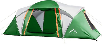 10 Person Family Tents for Camping Waterproof, Music Festival, Parties,2 Room Big Tent with 4 Large Mesh Windows, Double Layer, Easy Setup, Weather Resistant,18ft X 9ft X6.8ft