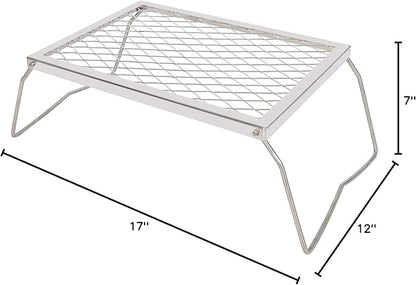 REDCAMP Folding Stainless Campfire Grill Heavy Duty Steel Grate, Portable Camp Fire Cooking Racks for Over Fire Pit