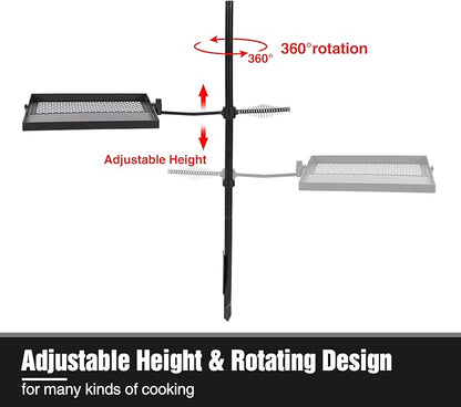 REDCAMP Folding Swivel Campfire Grill, Portable Fire Pit Grill Grate Over Fire Pit, Heavy Duty Steel Grate & Camp Fire Rack with Carrying Bag for Outdoor Camping Cooking