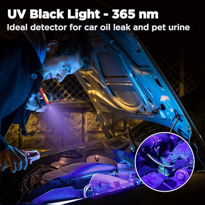 WORKPRO Rechargeable Pen Light, 450 Lumen LED Flashlight with 365 nm UV Black Light, Multifunctional Penlight for Mechanic Emergency Outdoor