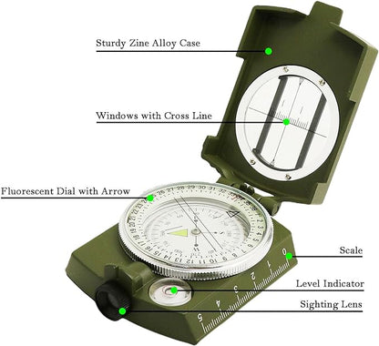 Compass, Hiking Compass for Survival with Lensatic – Waterproof Durable and Pocket-Sized