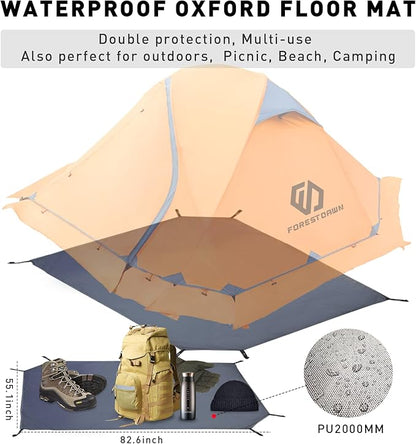 2 Person Camping Tent with 3 Aluminum Alloy Poles, 4 or 3 Season Waterproof Tent, Double Layer,Easy Setup, 2 Doors for Outdoor Hiking,Mountaineering,Survival,Travel