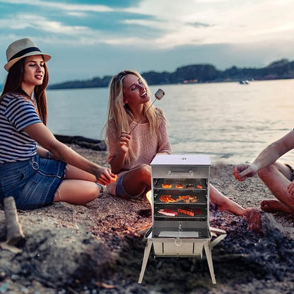 Lineslife Stainless Steel 304 Fastfold Camping Oven with 3 Tier Grill, Portable Outdoor Camp Stove Oven for Propane Stove and Camping Stove, Outdoor Cooking, BBQ, Picnic