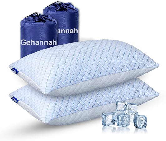 Gehannah Travel Pillow - Large 2 pack Compressible Camping Pillow for Sleeping - Shredded Memory Foam Pillow with 2 Storage Bag Compact Supportive, Pillow for Adult Kid Outdoor Backpacking Hiking Gear