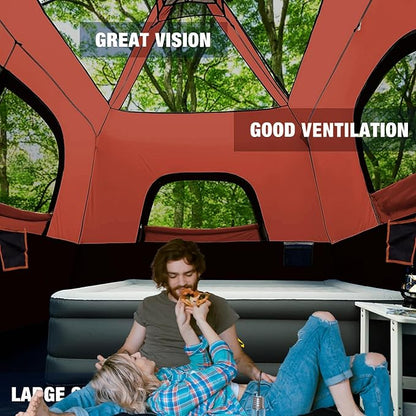 3/4 Person/6 Person Camping Tent Fast Cabin Tent with Instant Setup Tent, Weatherproof Tent Easy Quick Set Up & Pop Up in 60 Seconds with Rainfly Backpack for Family Camping,Upgraded Ventilation