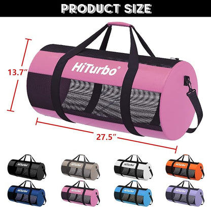Hiturbo Mesh Dive Duffel Bag: Scuba Gear Bags for Diving, Snorkeling, Freediving and Swimming - 60L Travel Beach Pool Water Sports Equipment Bag with Shoulder Strap