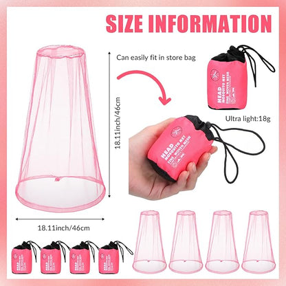 HESTYA 4 Pack Mosquito Net Face Mesh Net Protecting Net for Outdoor Hiking Camping Climbing Mosquito Fly Insects Preventing