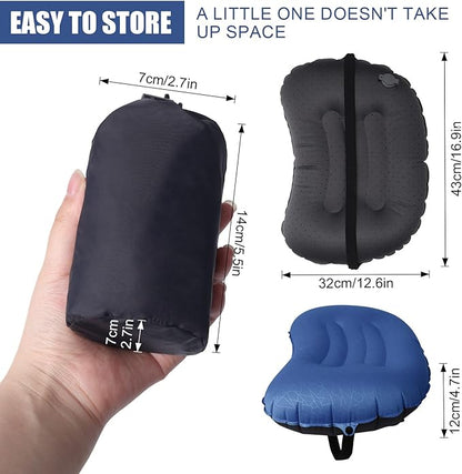 DAWNTREES Inflatable Pillow for Camping,Portable Compressible Ultra-light Travel Inflatable Pillow for Sleeping,Support The Neck and Lumbar,Backpacking Essentials (Blue)