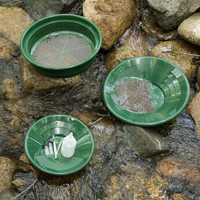 SE Gold Panning Kit - Complete Prospecting Set with Pans, Sieves, and More - Ideal for Beginners, Enthusiasts, Hobbists (GP5-KIT107)