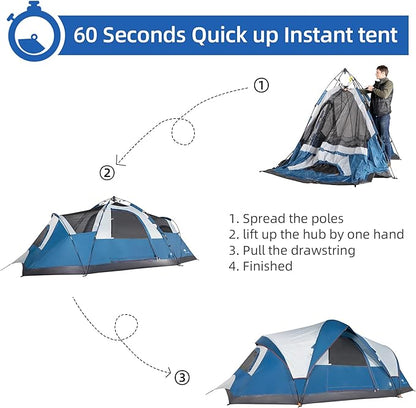 Tent for Family Camping Quick Setup, Instant Pop Up Dome Tents Outdoor 2-3 Person / 6 Person, with Water-Resistant Rainfly and Mesh Roofs & Door & Windows