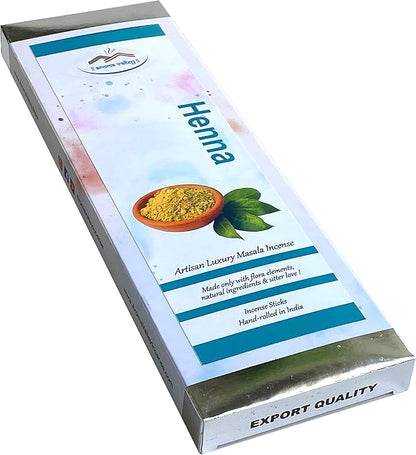 Henna Incense Sticks - Artisan Luxury Masala Incense - Handmade Long-Burning Incense 18+ Sticks