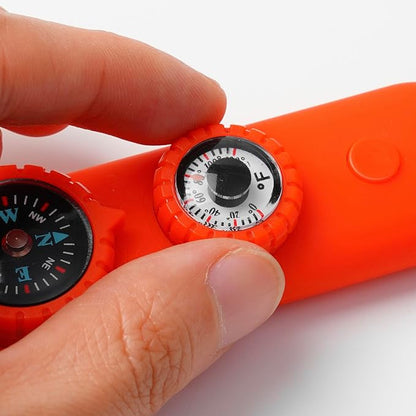 Viriber Whistle Emergency Camping Hiking Survival Whistle，Outdoor Multifunctional Tool with Lanyard,Compass,Thermometer,Ideal for Kayaking, Boating,Climbing
