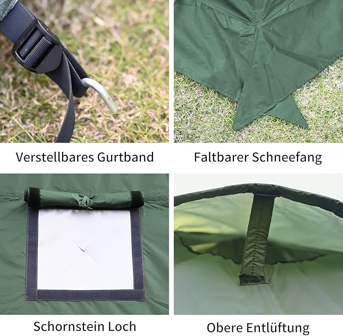 Hot Tent with Stove Jack and Snow Skirt, 6.89~8.53ft Standing Room, 2~5 Person, Tipi Tent for Family Hiking, Fishing, Hunting, Backpacking Camping