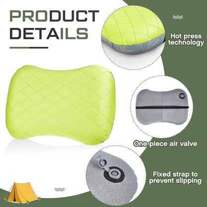 Suzile 4 Pcs Camping Pillows with Removable Cover Sleeping Lightweight Inflatable Pillows Washable Backpacking Pillow with 4 Pcs Carry Bags for Neck Lumbar Support Camping Hiking Backpacking Travel