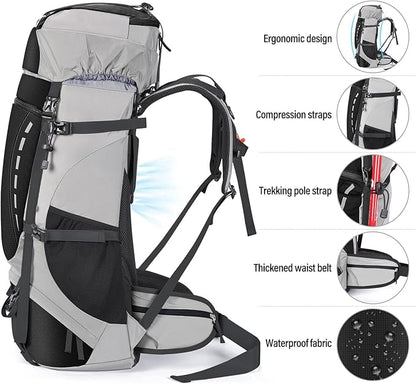 HOMIEE 50L Hiking Backpack Travel Bag Waterproof Camping Backpack with Rain Cover Lightweight Backpacking Backpack Rucksack