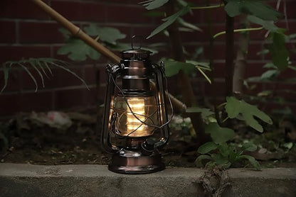 YAKii LED Vintage Lantern Metal Hanging Hurricane Lantern 12 LED Dimmer Switch Warm White Battery Operated Lantern Power Outage Indoor Camping Lighting Outdoor Brooklyn Lantern (Copper 2 Pack)