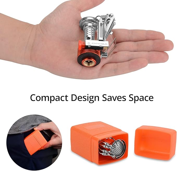 Extremus Portable Camping Stove, Backpacking Stove, Hiking Stove, Pocket Stove, Mini Camp Stove, Compact Wind Resistant Camping Stove for Backpacking, Hiking, Camping, and Tailgating, Ultralight