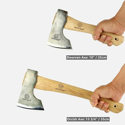 Mastiff Gears® Hand-Forged Wood Handle Hatchet: Versatile Carving, Camping, Wood Splitting Axes in Two Sizes for Outdoor Enthusiasts (Orcish Axe)