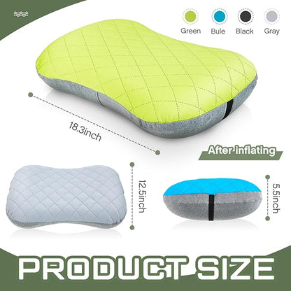 Suzile 4 Pcs Camping Pillows with Removable Cover Sleeping Lightweight Inflatable Pillows Washable Backpacking Pillow with 4 Pcs Carry Bags for Neck Lumbar Support Camping Hiking Backpacking Travel