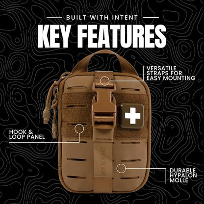 My Medic Sidekick Pro - Camping Hiking and Backpacking First Aid Kit - 70 Items with Tourniquet - HSA and FSA Eligible - Small Ifak Great for Travel or Motorcycle - Portable Emergency Kit – Coyote