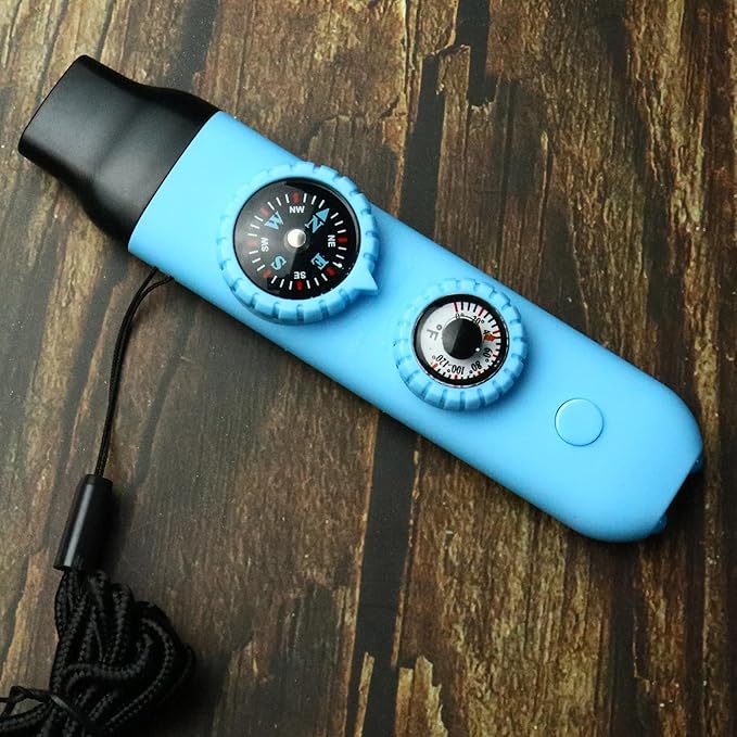 Viriber Whistle Emergency Camping Hiking Survival Whistle，Outdoor Multifunctional Tool with Lanyard,Compass,Thermometer,Ideal for Kayaking, Boating,Climbing