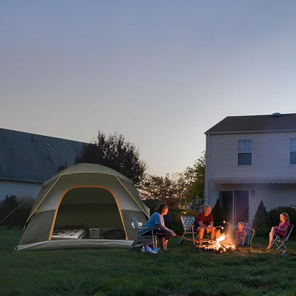 CAMPROS CP Tents for Camping 6 Person Waterproof Windproof Double Layer Family Camping Tent, Easy Setup Dome Tent with Large Mesh Windows & Wider Door for Outdoor Camping & Hiking